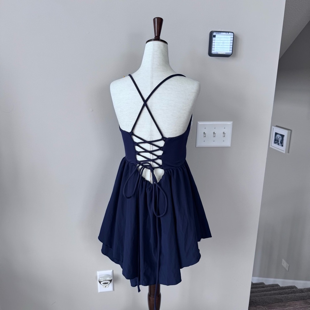 NWT! Halara Breezeful Lace Up Tiered Ruffle Quick Dry Flowy Mini Slip Dress - Picture 7 of 9